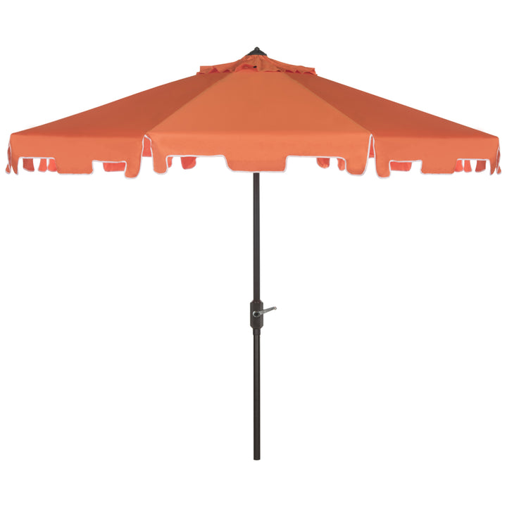 SAFAVIEH Outdoor Collection Zimmerman 9-Foot Tilt Umbrella and Flap Orange/White Image 2