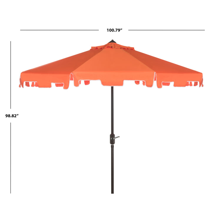 SAFAVIEH Outdoor Collection Zimmerman 9-Foot Tilt Umbrella and Flap Orange/White Image 3