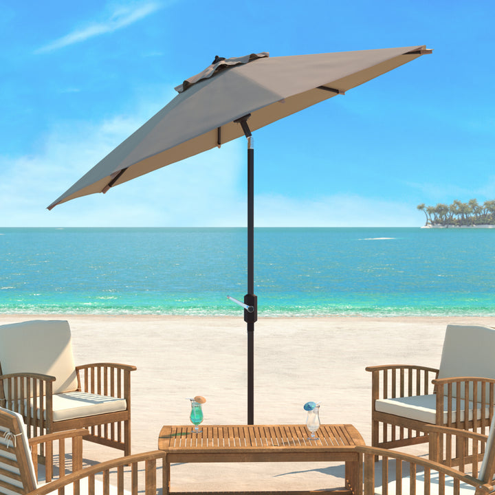 SAFAVIEH Outdoor Collection Ortega 9-Foot Tilt Crank Umbrella Beige Image 1