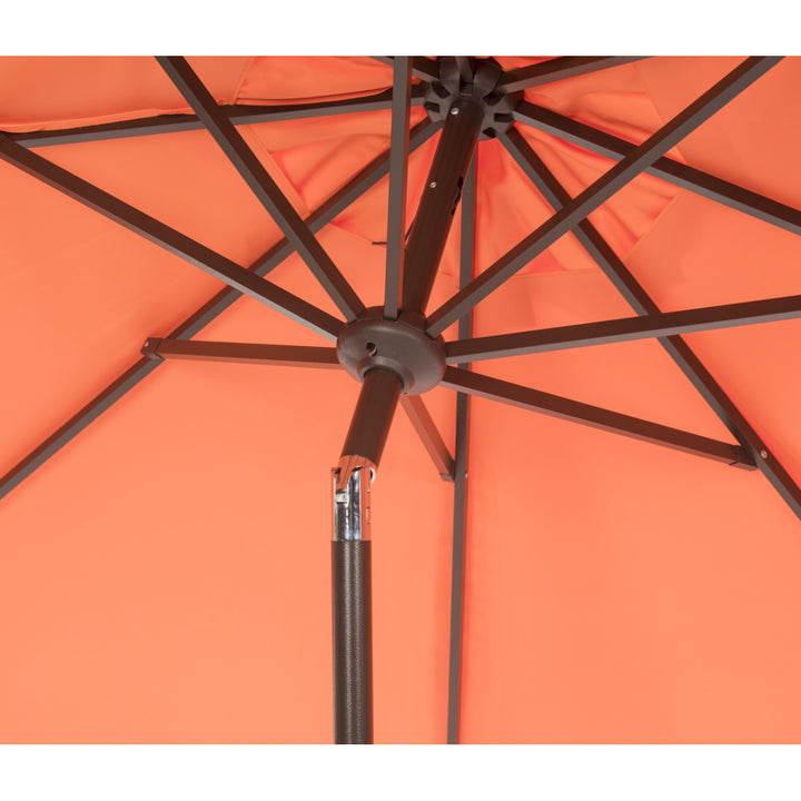 SAFAVIEH Outdoor Collection Zimmerman 9-Foot Tilt Umbrella and Flap Orange/White Image 4