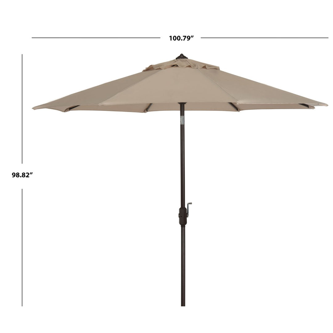 SAFAVIEH Outdoor Collection Ortega 9-Foot Tilt Crank Umbrella Beige Image 2