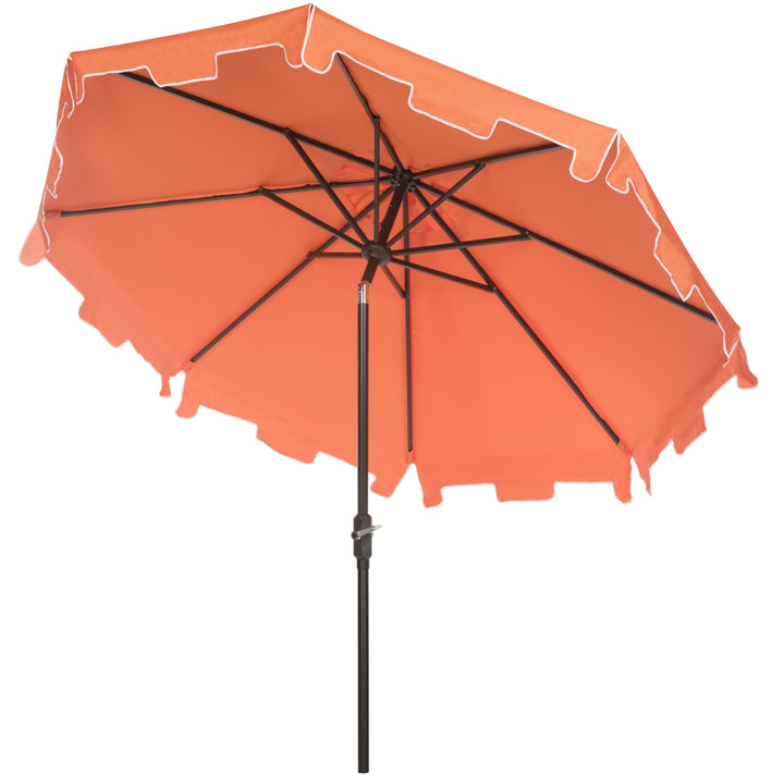 SAFAVIEH Outdoor Collection Zimmerman 9-Foot Tilt Umbrella and Flap Orange/White Image 5