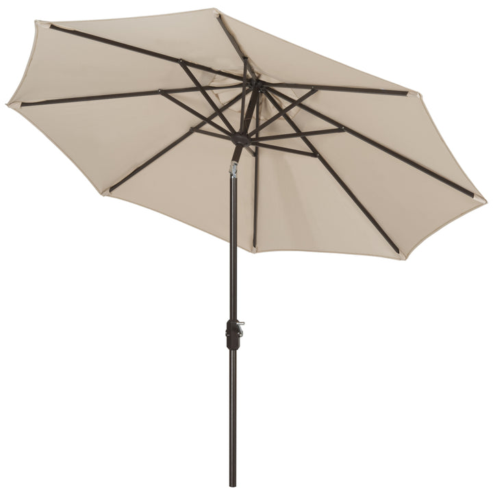 SAFAVIEH Outdoor Collection Ortega 9-Foot Tilt Crank Umbrella Beige Image 4