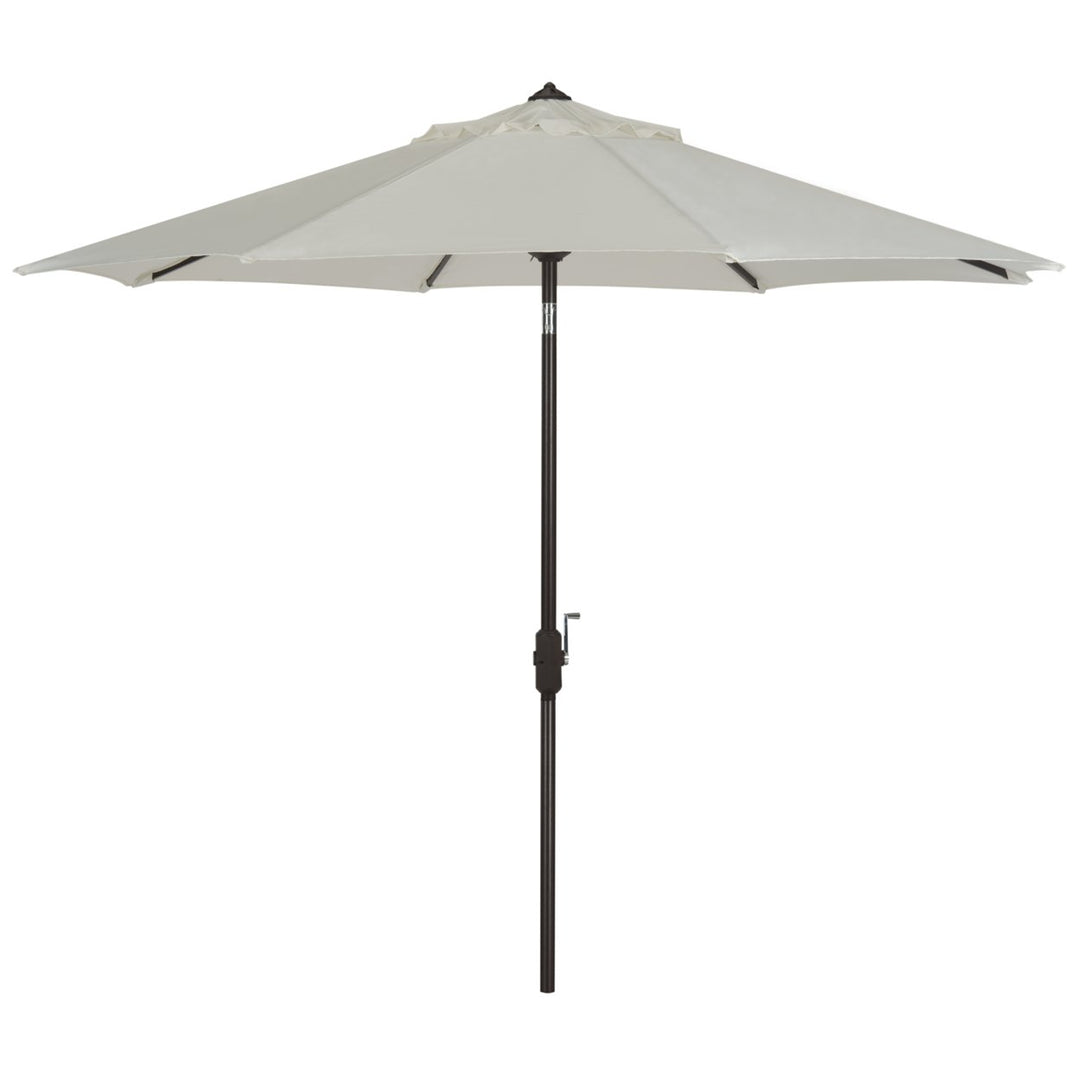 SAFAVIEH Outdoor Collection Ortega 9-Foot Tilt Crank Umbrella Natural Image 2