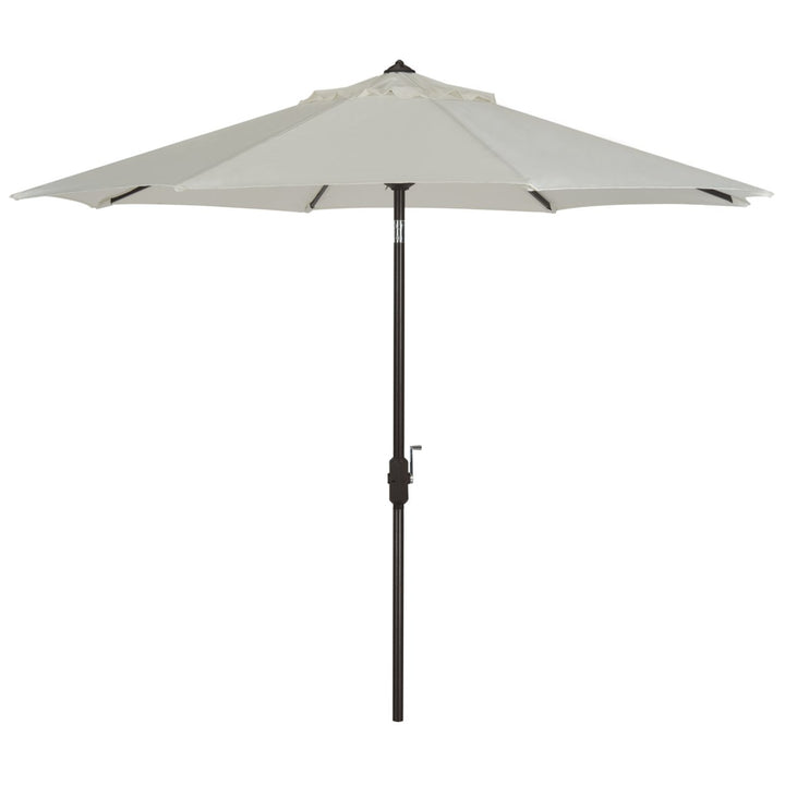 SAFAVIEH Outdoor Collection Ortega 9-Foot Tilt Crank Umbrella Natural Image 2