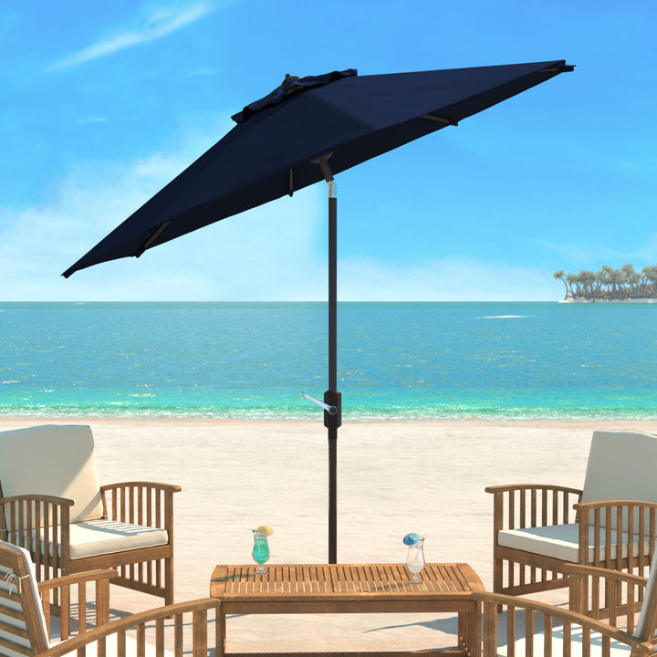 SAFAVIEH Outdoor Collection Ortega 9-Foot Tilt Crank Umbrella Navy Image 1