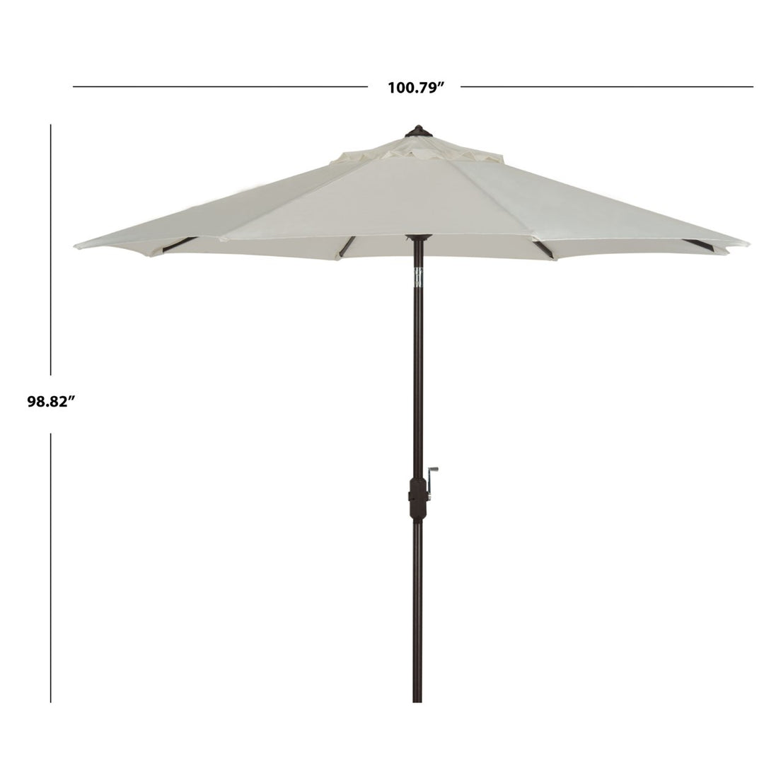 SAFAVIEH Outdoor Collection Ortega 9-Foot Tilt Crank Umbrella Natural Image 3