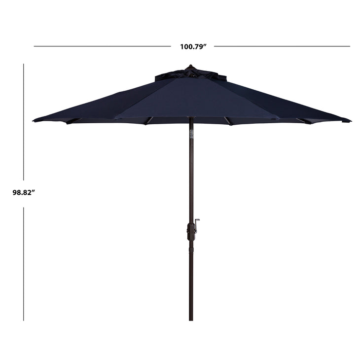 SAFAVIEH Outdoor Collection Ortega 9-Foot Tilt Crank Umbrella Navy Image 3