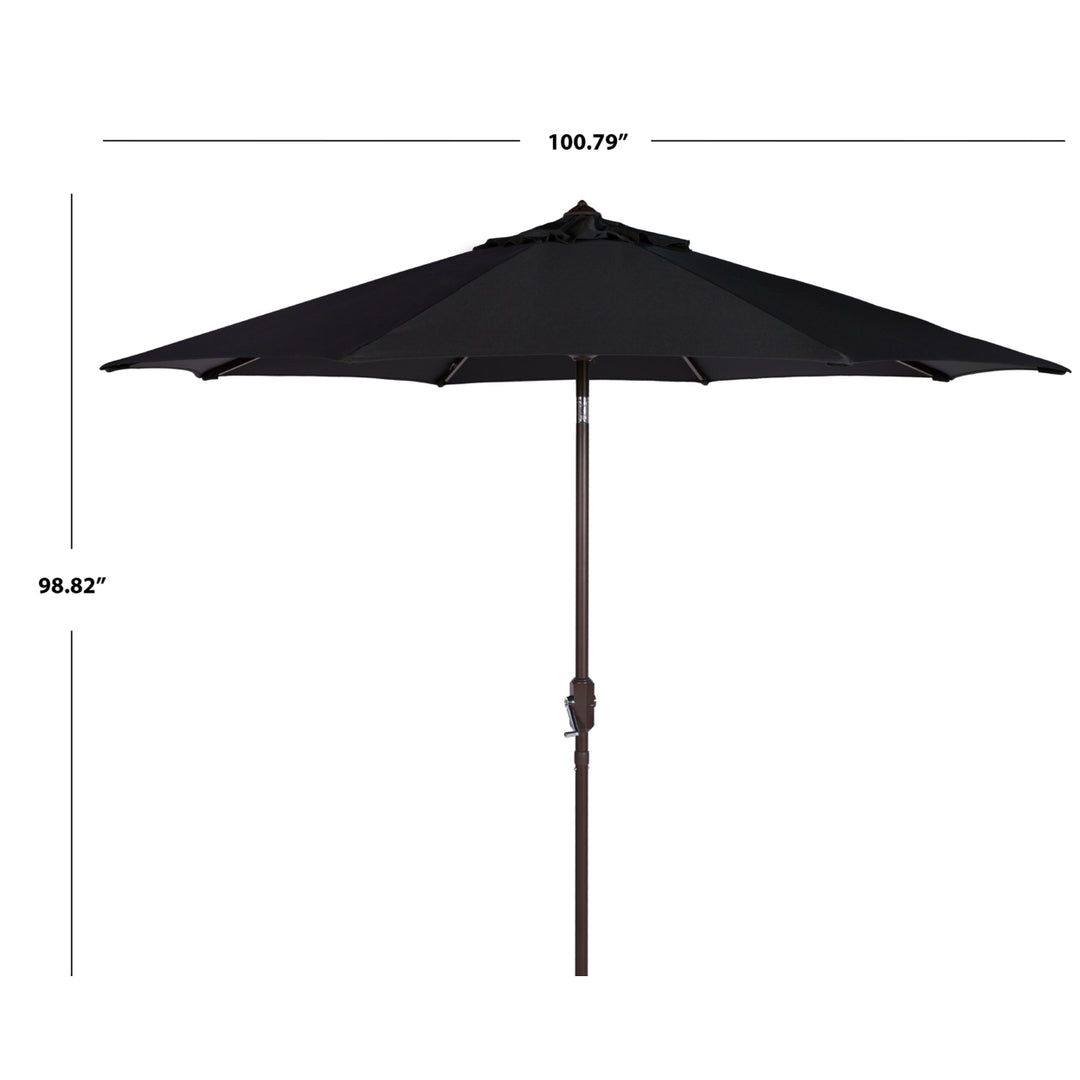 SAFAVIEH Outdoor Collection Ortega 9-Foot Tilt Crank Umbrella Black Image 3