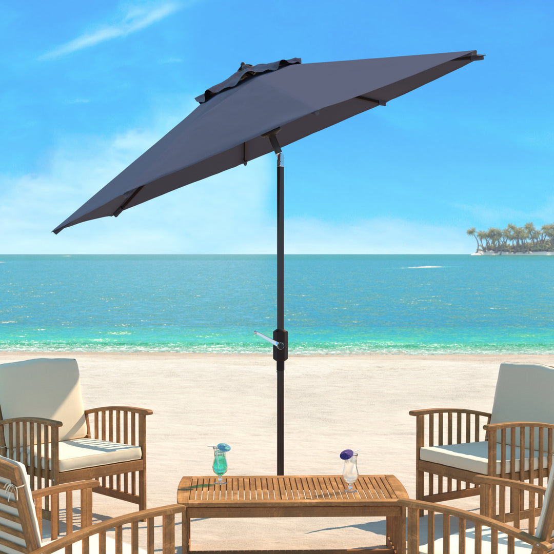 SAFAVIEH Outdoor Collection Ortega 9-Foot Tilt Crank Umbrella Grey Image 1