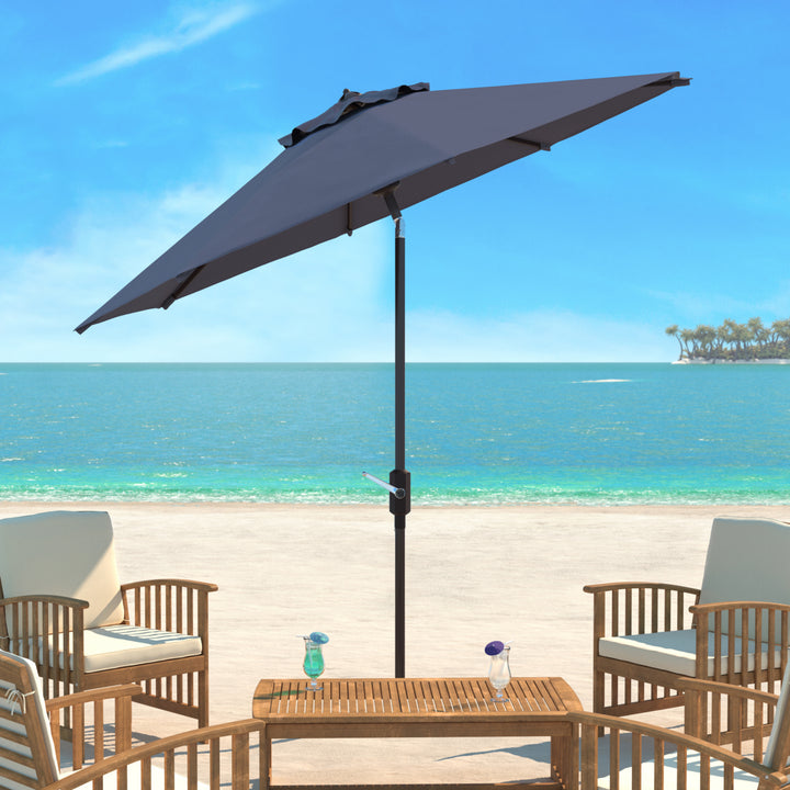 SAFAVIEH Outdoor Collection Ortega 9-Foot Tilt Crank Umbrella Grey Image 1