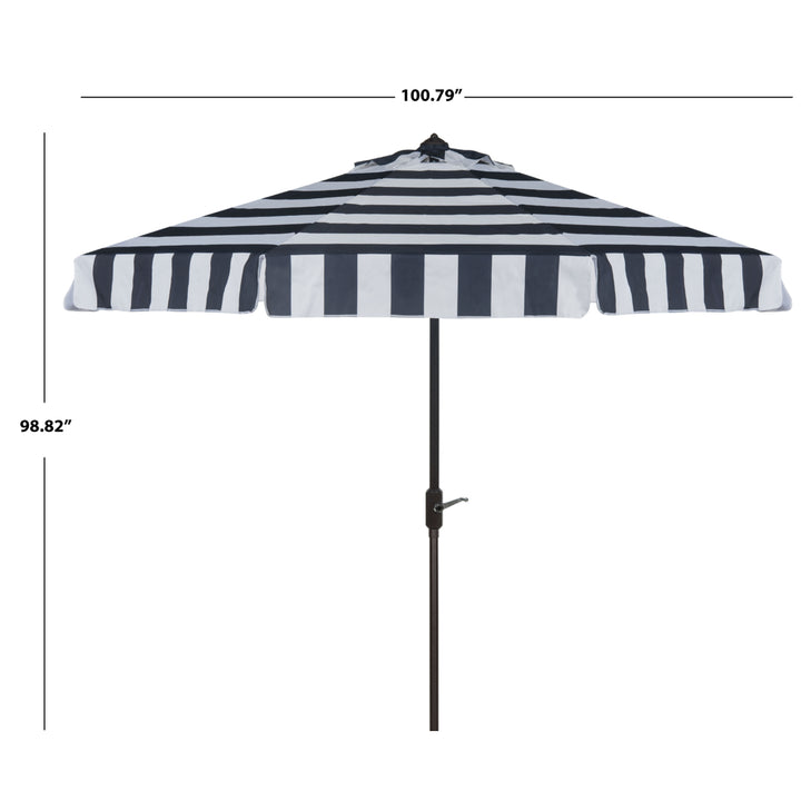 SAFAVIEH Outdoor Collection Elsa Fashion Line 9-Foot Tilt Umbrella Navy / White Image 3