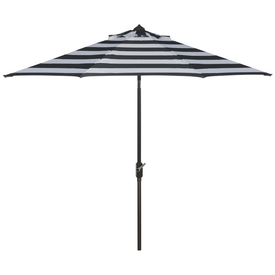 SAFAVIEH Outdoor Collection Iris Fashion Line 9-Foot Tilt Umbrella Black / White Image 2