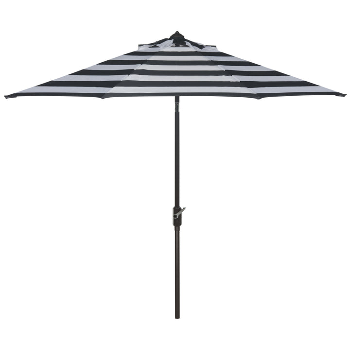 SAFAVIEH Outdoor Collection Iris Fashion Line 9-Foot Tilt Umbrella Black / White Image 2