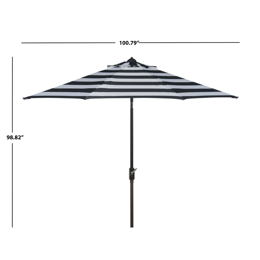 SAFAVIEH Outdoor Collection Iris Fashion Line 9-Foot Tilt Umbrella Black / White Image 3