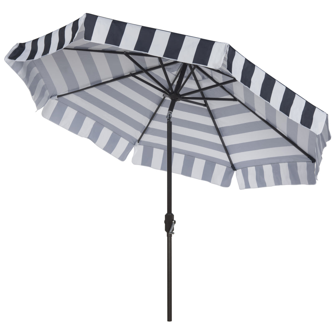 SAFAVIEH Outdoor Collection Elsa Fashion Line 9-Foot Tilt Umbrella Navy / White Image 5