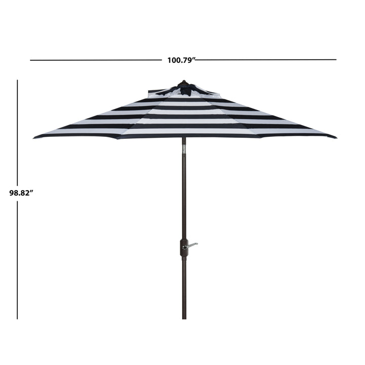 SAFAVIEH Outdoor Collection Iris Fashion Line 9-Foot Tilt Umbrella Navy / White Image 3