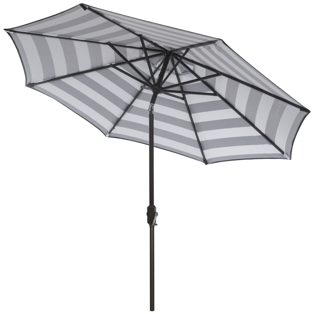 SAFAVIEH Outdoor Collection Iris Fashion Line 9-Foot Tilt Umbrella Black / White Image 5