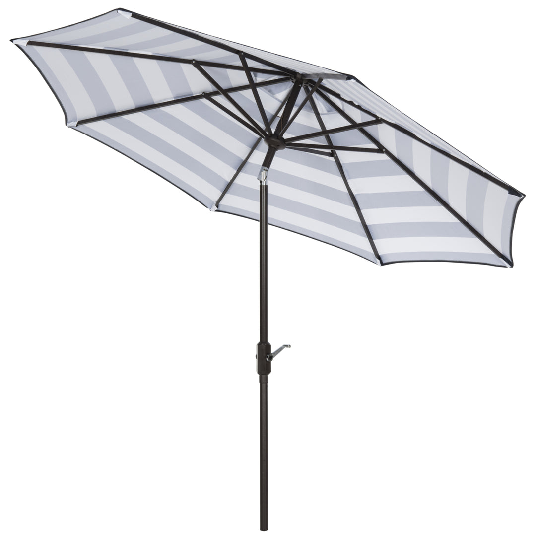 SAFAVIEH Outdoor Collection Iris Fashion Line 9-Foot Tilt Umbrella Navy / White Image 5