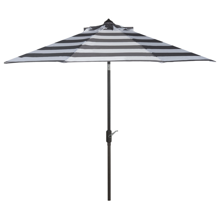 SAFAVIEH Outdoor Collection Iris Fashion Line 9-Foot Tilt Umbrella Grey / White Image 2