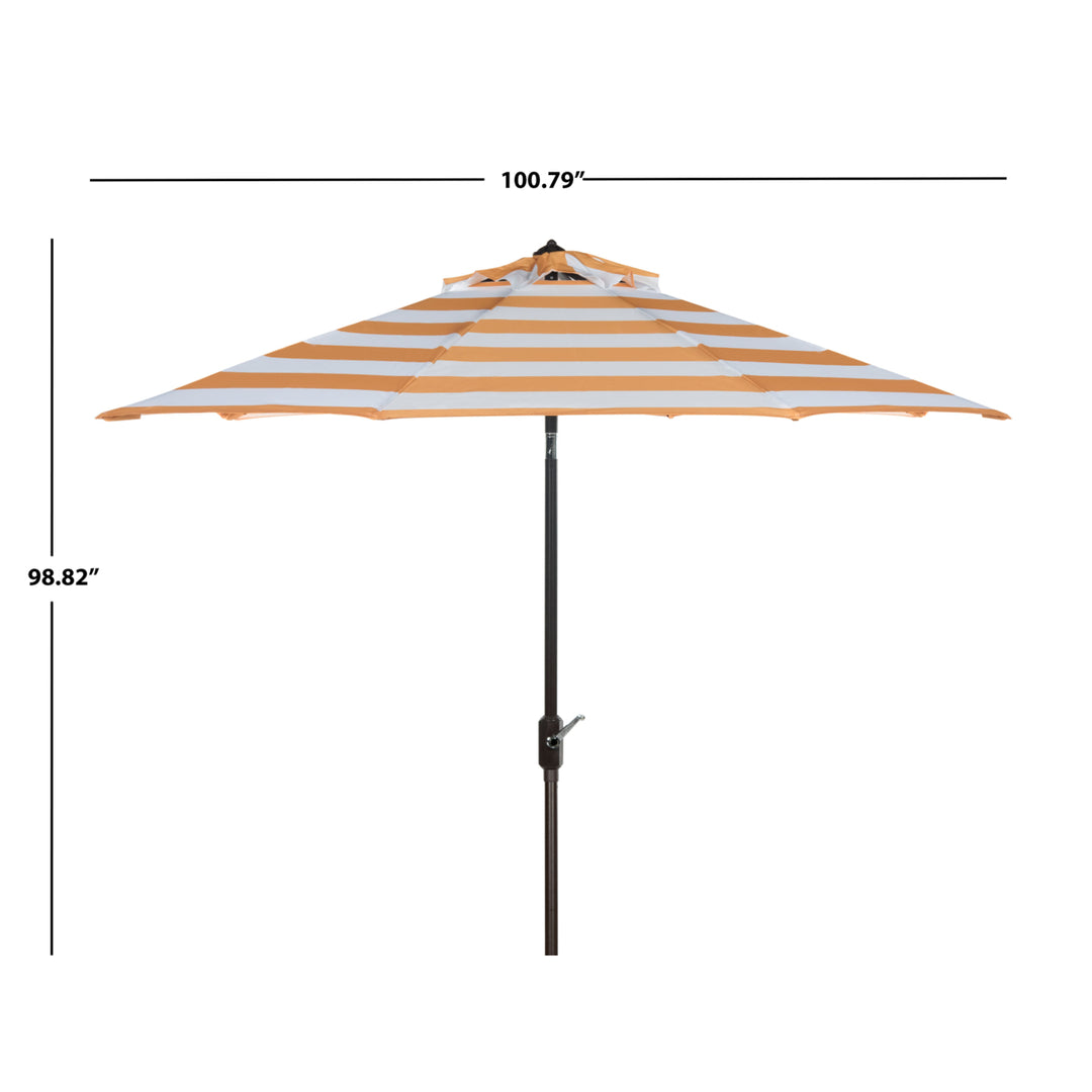 SAFAVIEH Outdoor Collection Iris Fashion Line 9-Foot Tilt Umbrella Orange / White Image 3