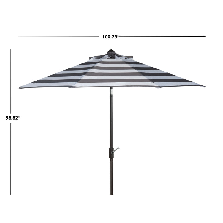 SAFAVIEH Outdoor Collection Iris Fashion Line 9-Foot Tilt Umbrella Grey / White Image 3