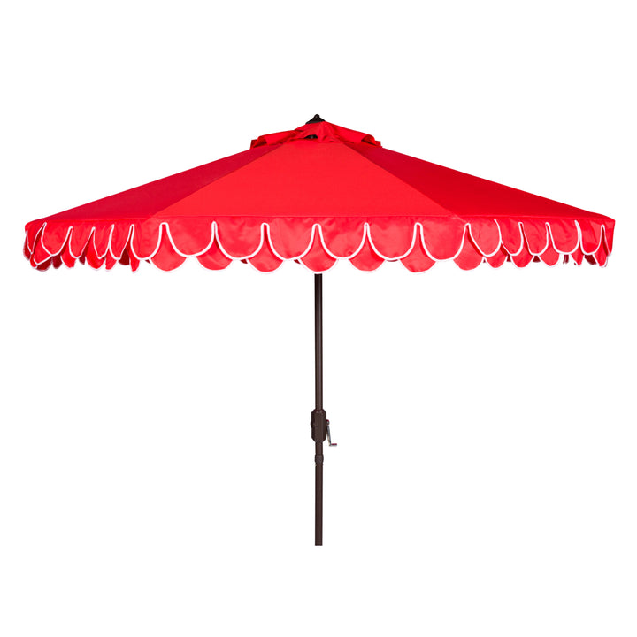 SAFAVIEH Outdoor Collection Elegant Valance 9-Foot Tilt Umbrella Red / White Image 2