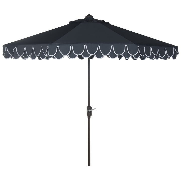 SAFAVIEH Outdoor Collection Elegant Valance 9-Foot Tilt Umbrella Navy / White Image 2