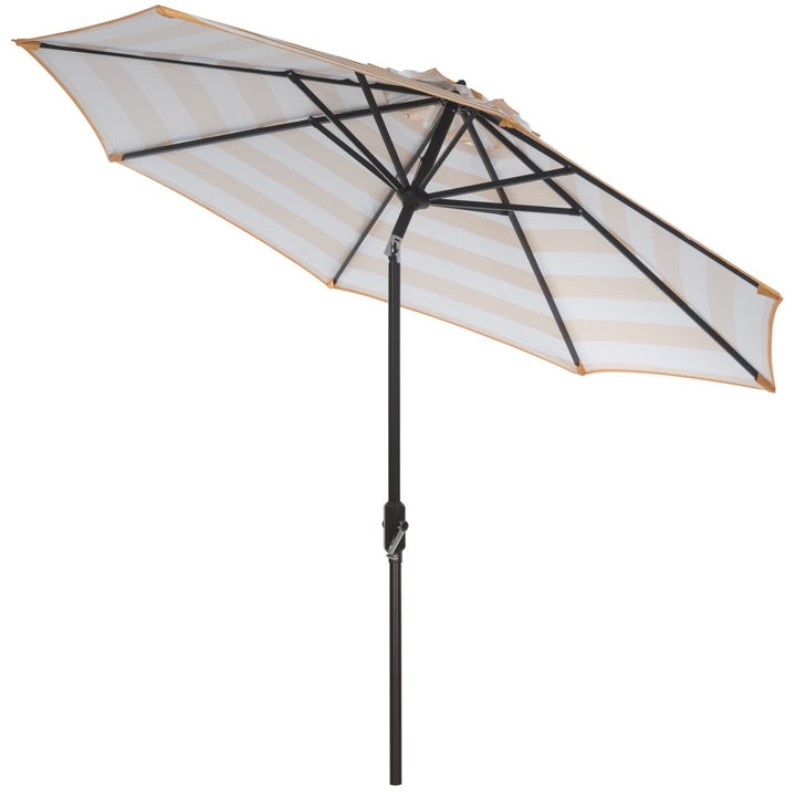 SAFAVIEH Outdoor Collection Iris Fashion Line 9-Foot Tilt Umbrella Orange / White Image 5