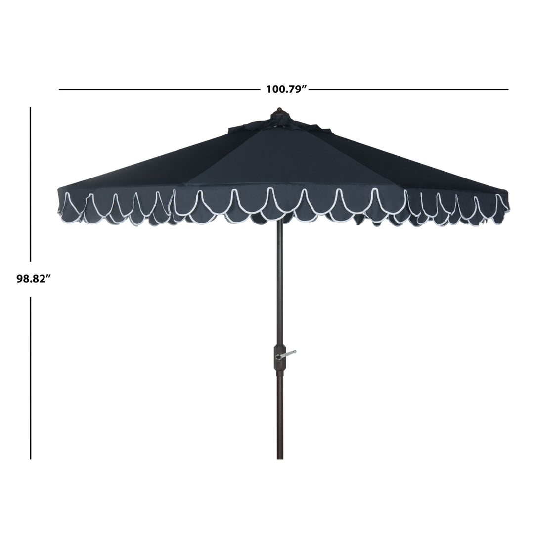 SAFAVIEH Outdoor Collection Elegant Valance 9-Foot Tilt Umbrella Navy / White Image 3