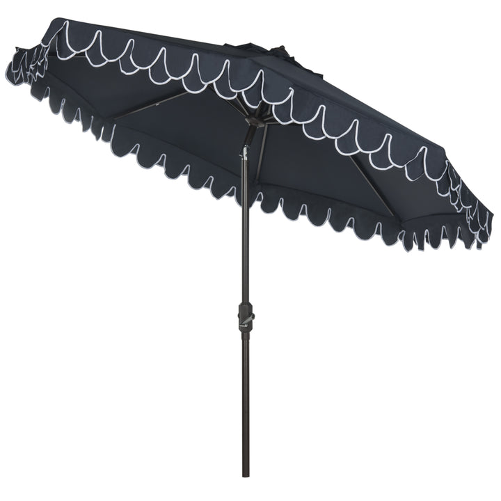 SAFAVIEH Outdoor Collection Elegant Valance 9-Foot Tilt Umbrella Navy / White Image 5