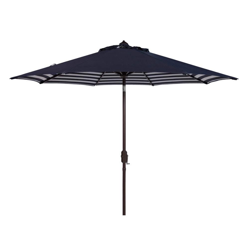 SAFAVIEH Outdoor Collection Athens Inside Out Striped 9-Foot Umbrella Navy/White Image 2