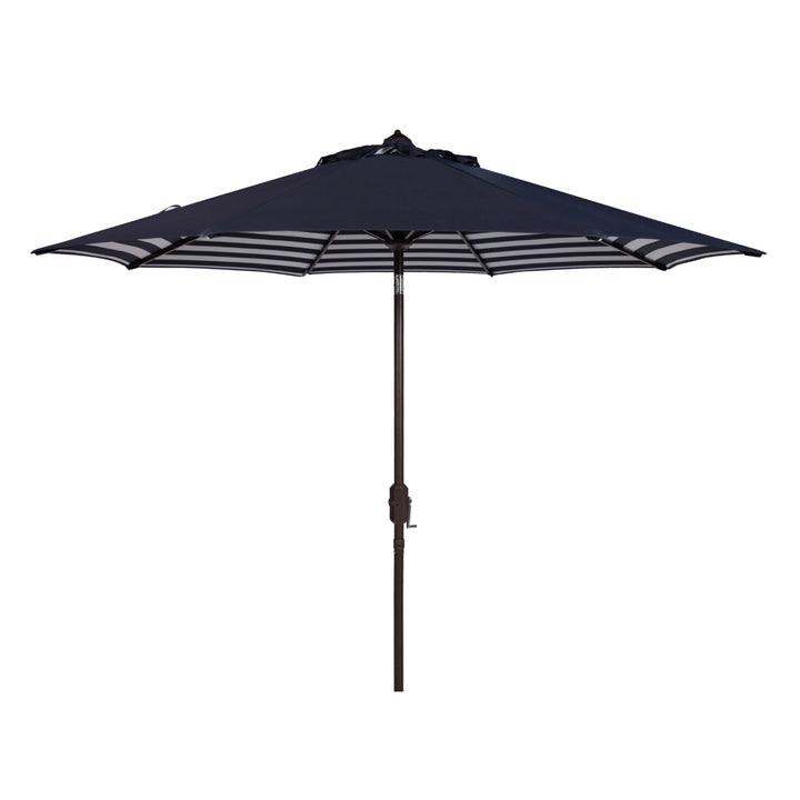 SAFAVIEH Outdoor Collection Athens Inside Out Striped 9-Foot Umbrella Navy/White Image 2