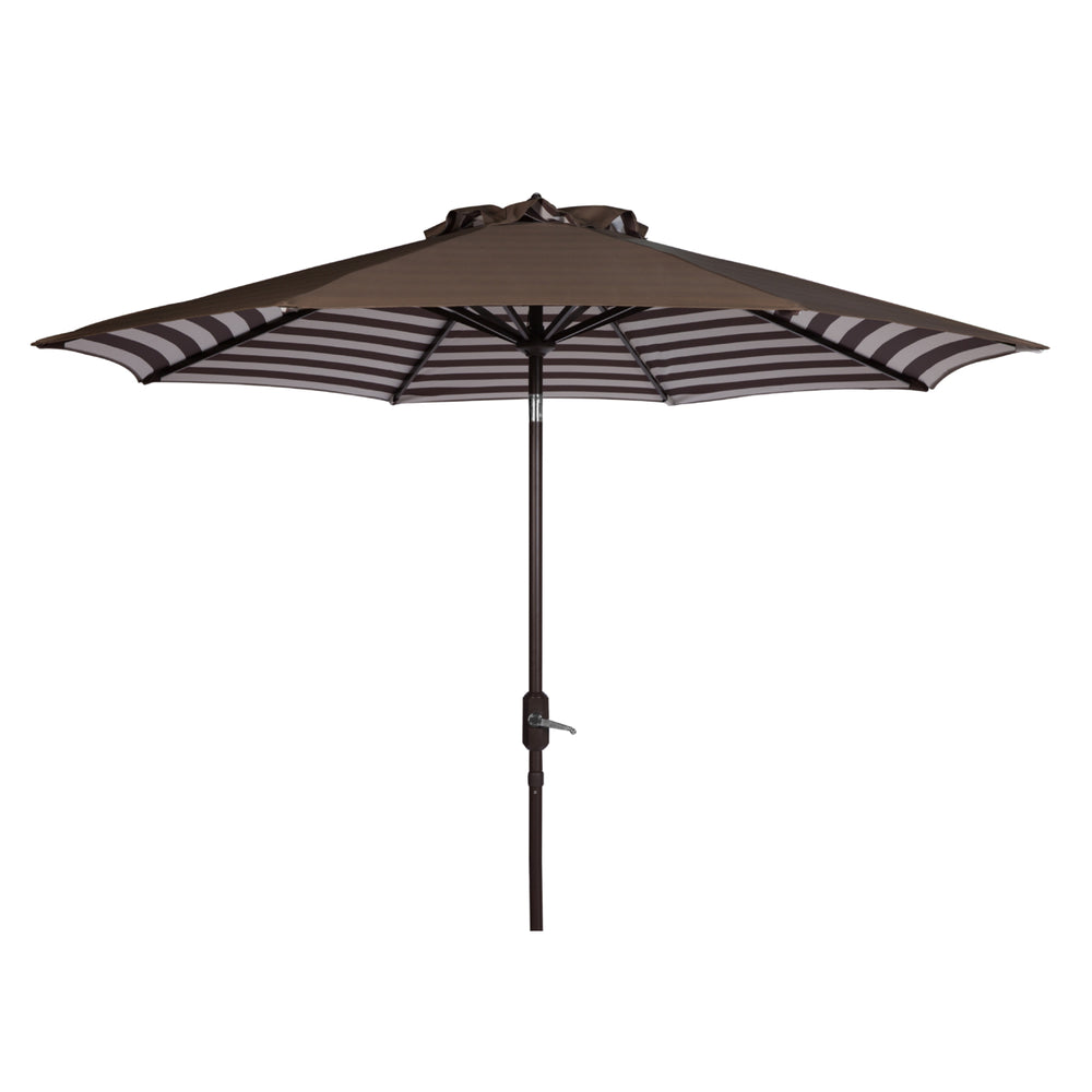 SAFAVIEH Outdoor Collection Athens Inside Out Striped 9-Foot Umbrella Brown/White Image 2