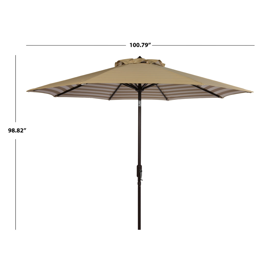 SAFAVIEH Outdoor Collection Athens Inside Out Striped 9-Foot Umbrella Beige/White Image 3