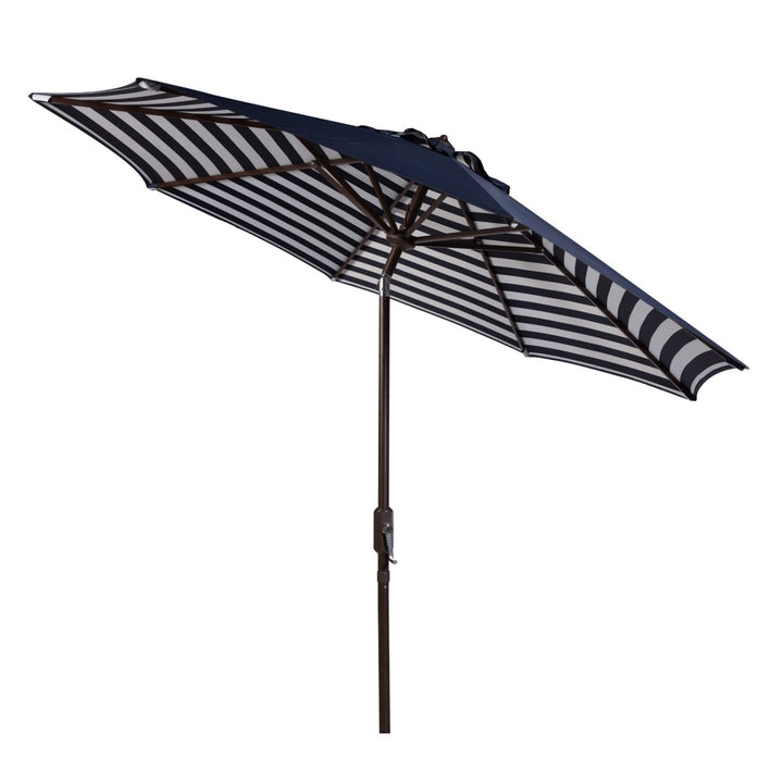 SAFAVIEH Outdoor Collection Athens Inside Out Striped 9-Foot Umbrella Navy/White Image 5