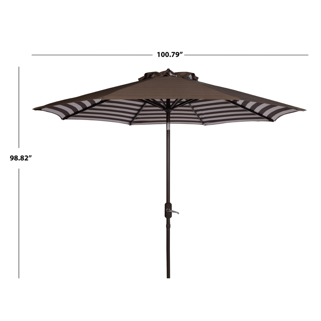 SAFAVIEH Outdoor Collection Athens Inside Out Striped 9-Foot Umbrella Brown/White Image 3