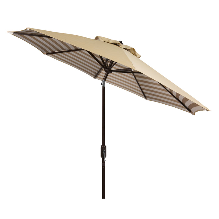 SAFAVIEH Outdoor Collection Athens Inside Out Striped 9-Foot Umbrella Beige/White Image 5