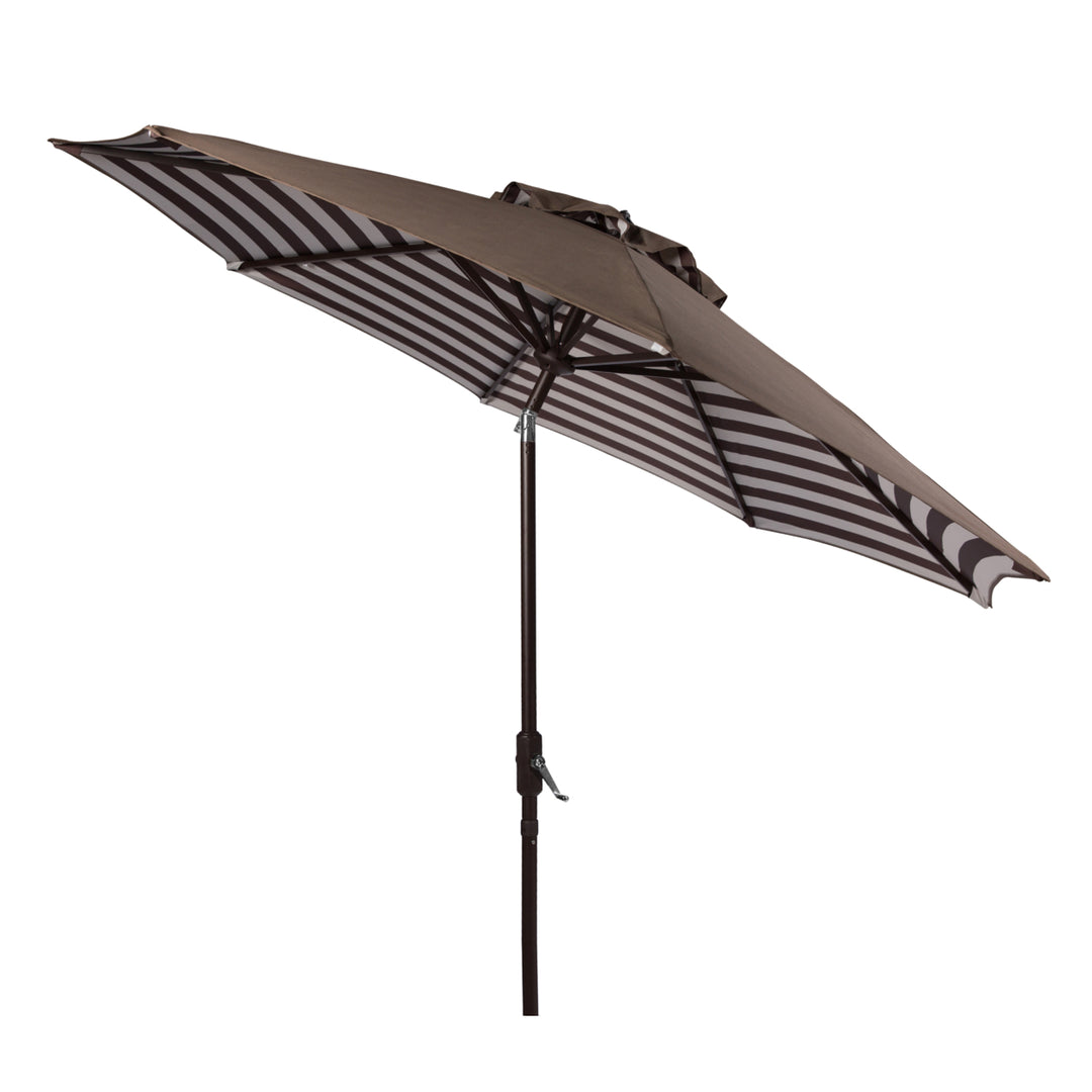 SAFAVIEH Outdoor Collection Athens Inside Out Striped 9-Foot Umbrella Brown/White Image 5