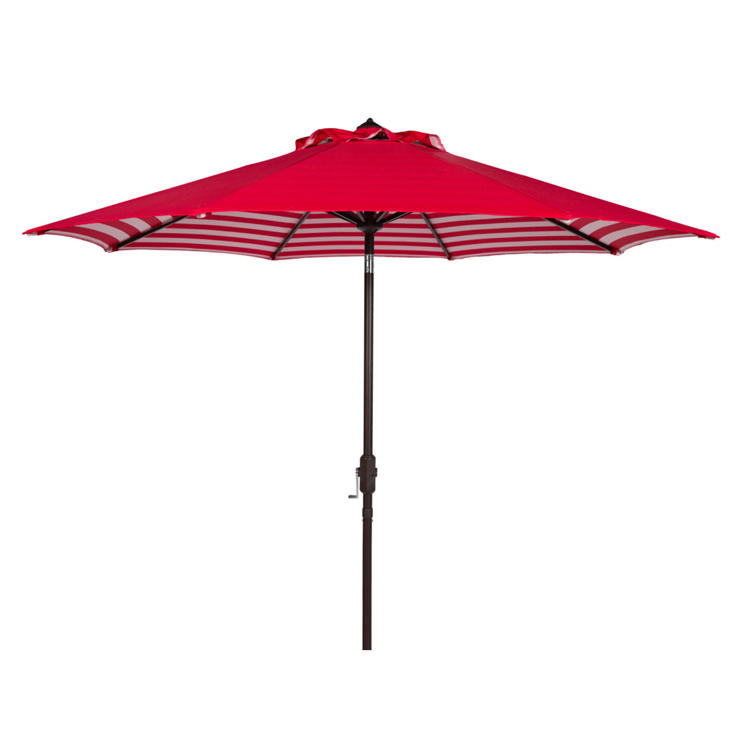 SAFAVIEH Outdoor Collection Athens Inside Out Striped 9-Foot Umbrella Red/White Image 2