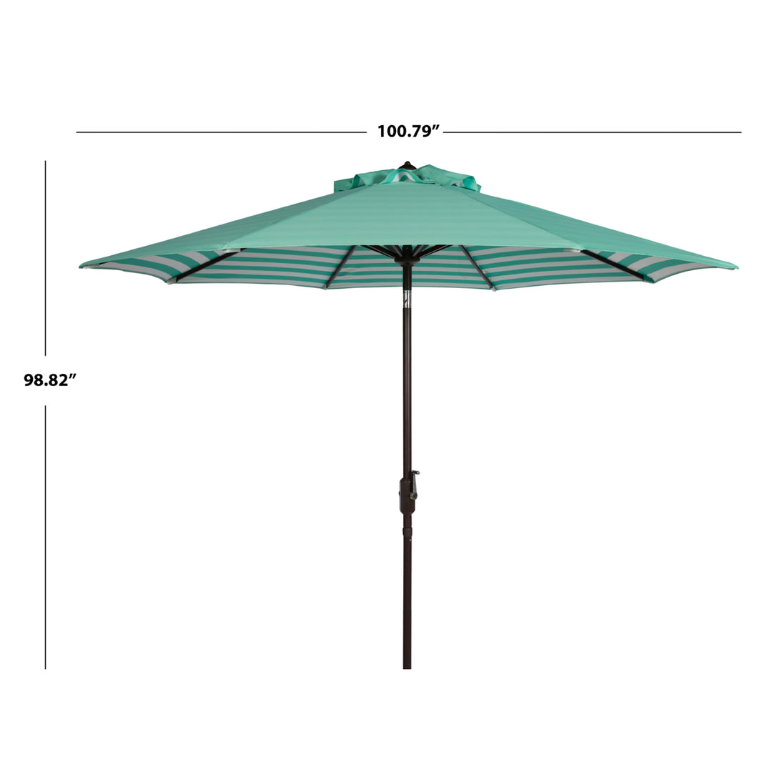 SAFAVIEH Outdoor Collection Athens Inside Out Striped 9-Foot Umbrella Dark Green/White Image 3