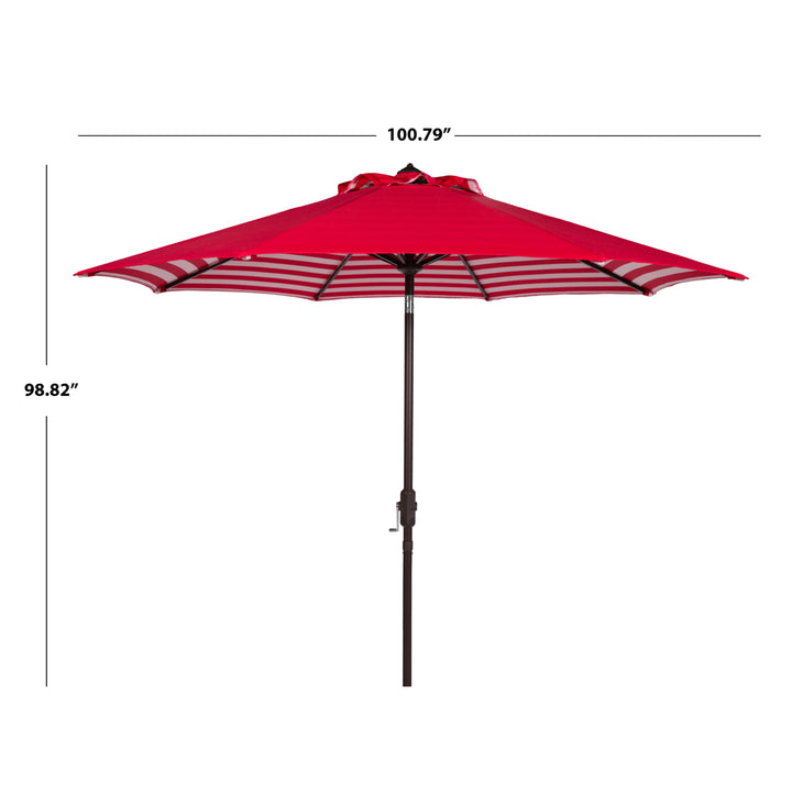 SAFAVIEH Outdoor Collection Athens Inside Out Striped 9-Foot Umbrella Red/White Image 3