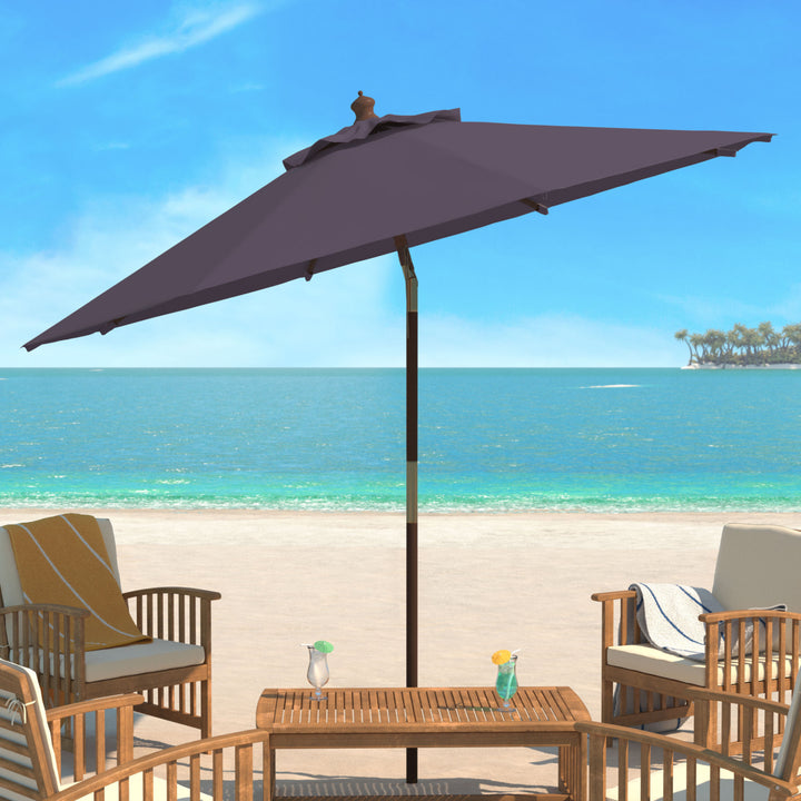 SAFAVIEH Outdoor Collection Cannes 9-Foot Wooden Outdoor Umbrella Grey Image 1