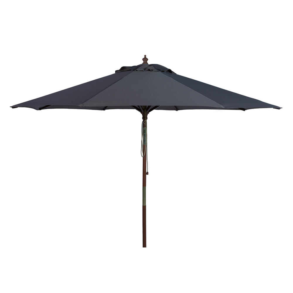 SAFAVIEH Outdoor Collection Cannes 9-Foot Wooden Outdoor Umbrella Grey Image 2