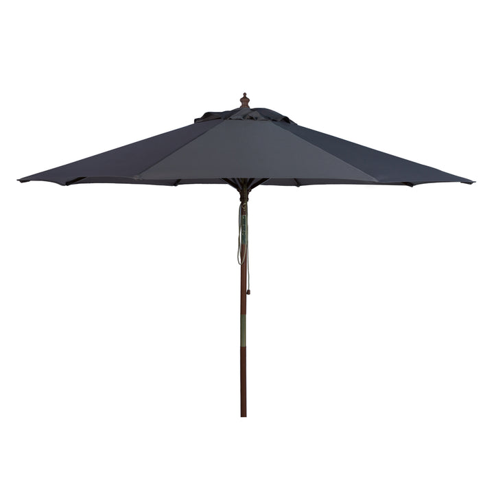 SAFAVIEH Outdoor Collection Cannes 9-Foot Wooden Outdoor Umbrella Grey Image 2