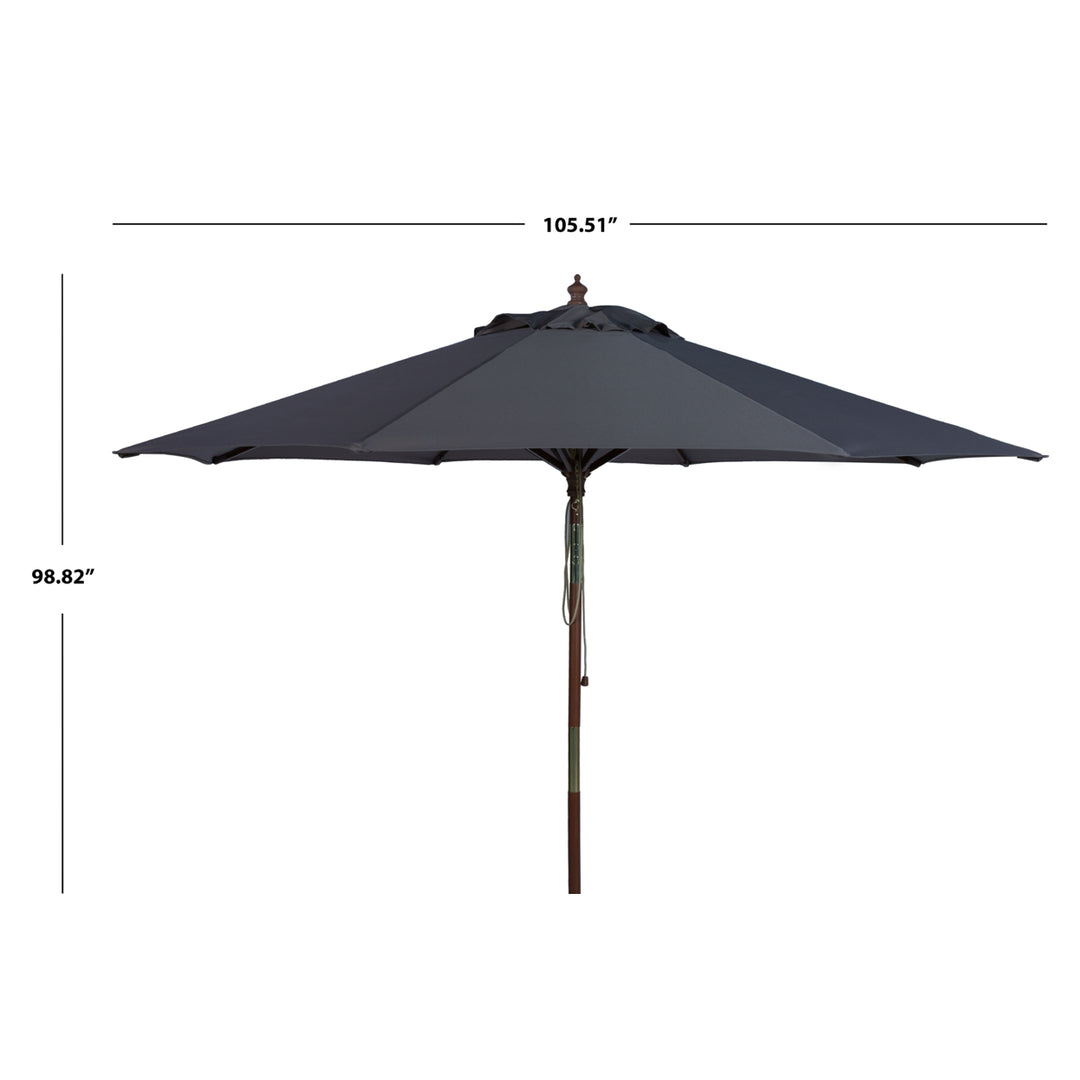 SAFAVIEH Outdoor Collection Cannes 9-Foot Wooden Outdoor Umbrella Grey Image 3