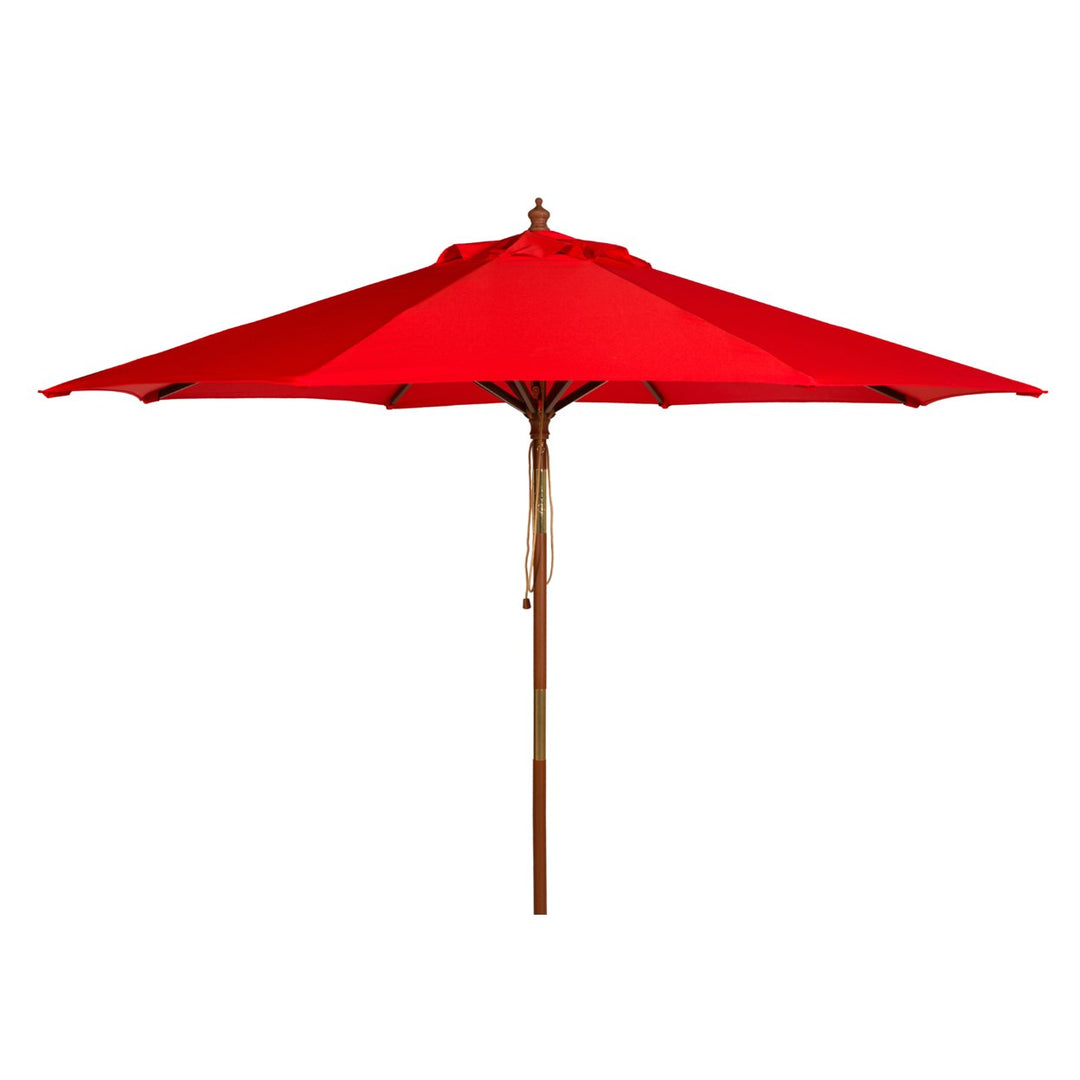 SAFAVIEH Outdoor Collection Cannes 9-Foot Wooden Outdoor Umbrella Red Image 2