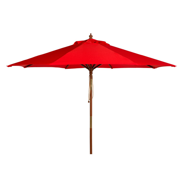 SAFAVIEH Outdoor Collection Cannes 9-Foot Wooden Outdoor Umbrella Red Image 2