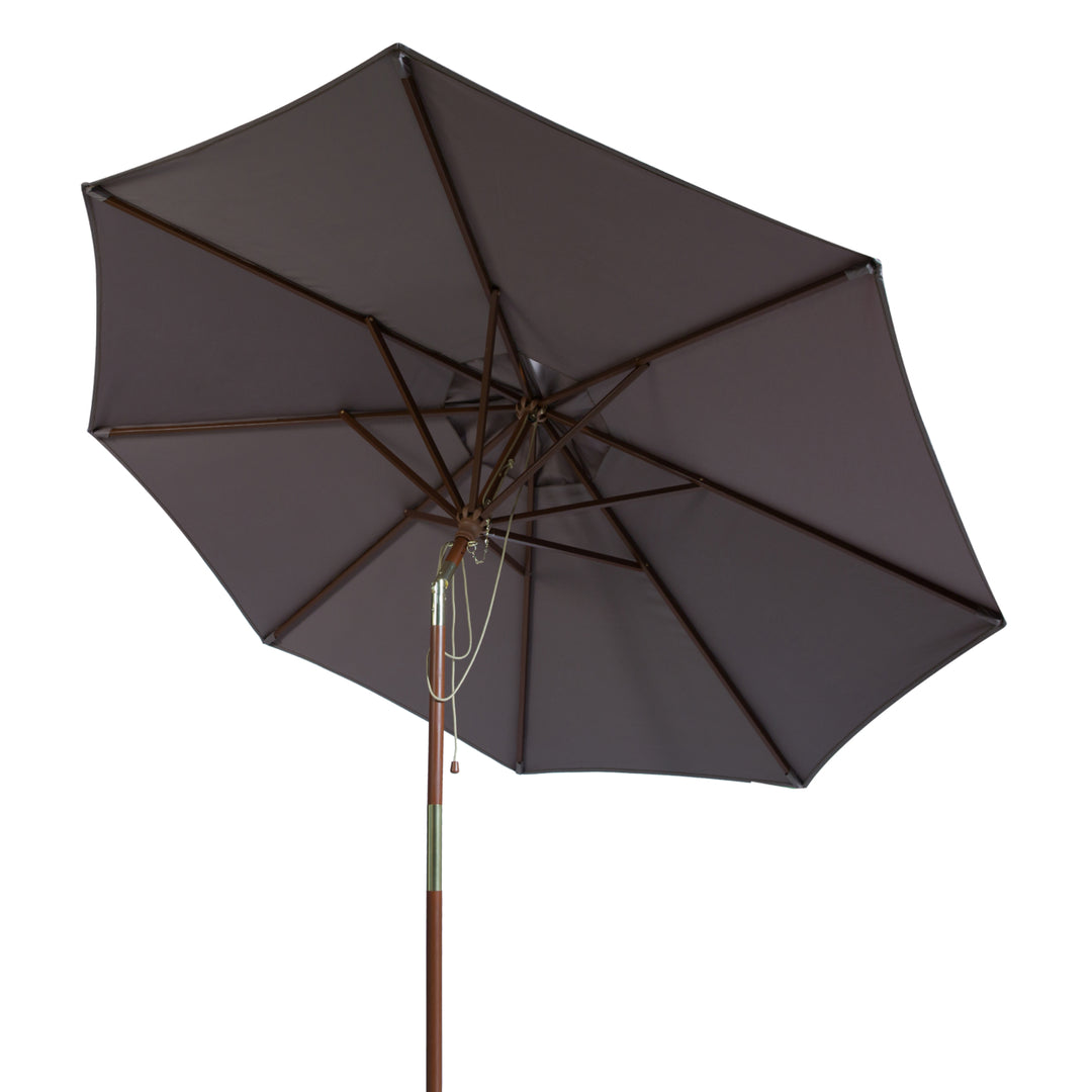 SAFAVIEH Outdoor Collection Cannes 9-Foot Wooden Outdoor Umbrella Grey Image 5