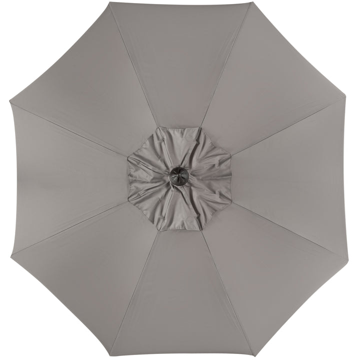 SAFAVIEH Outdoor Collection Venice Single Scallop 9-Foot Umbrella Taupe/White Image 2